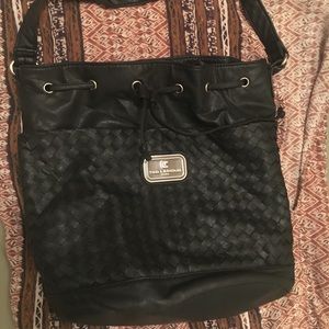 Black bag, faux leather.